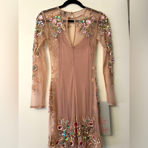 ASOS Pink Mesh & Bejeweled Dress with Slip - US Size 0 - Picture 4 of 12